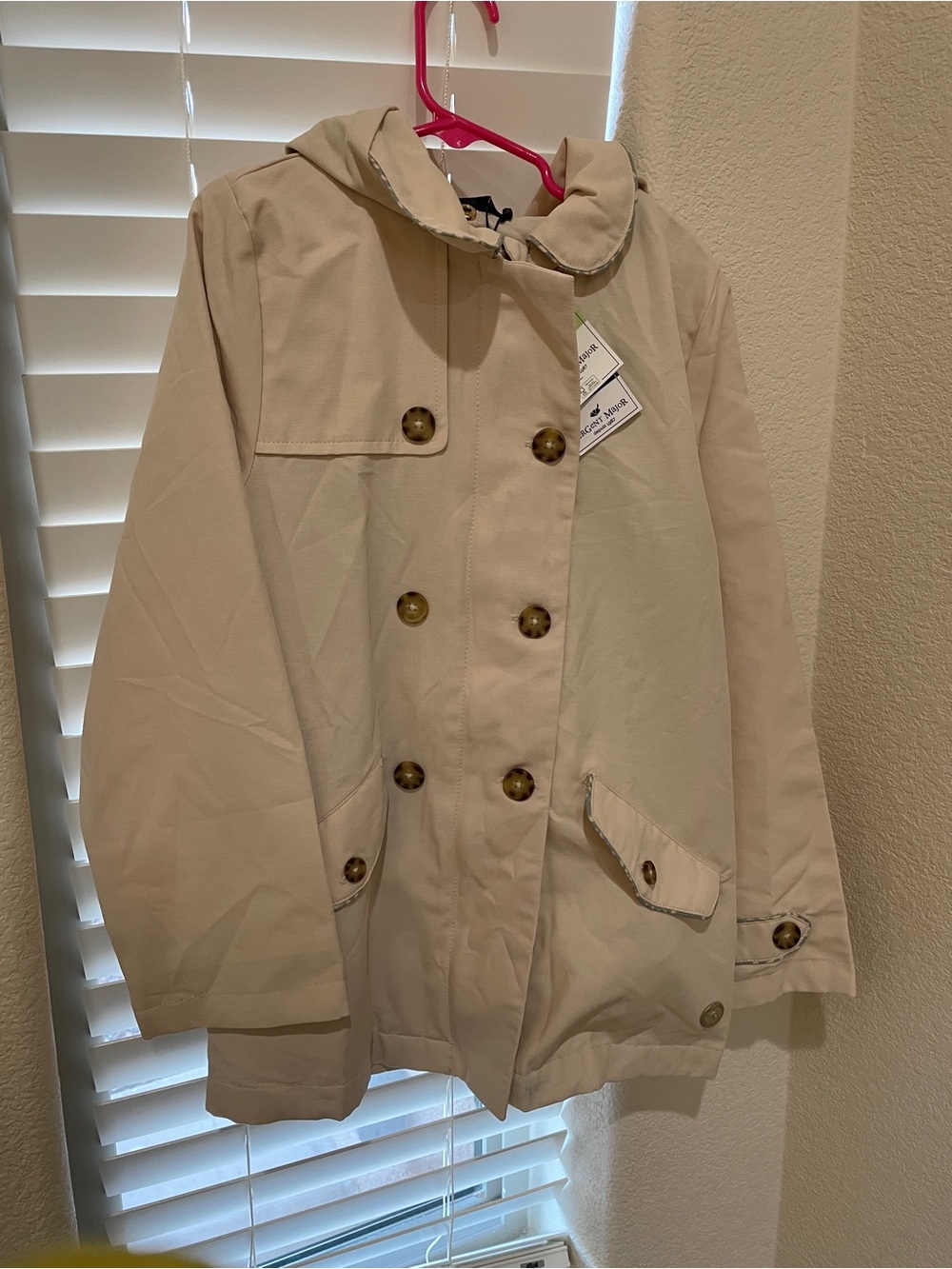 NWT Cream Double-Breasted Hooded Coat